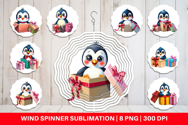 Wind Spinner Penguin Gift Sublimation artnoy 