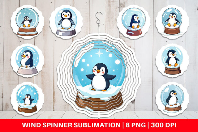 Wind Spinner Penguin in a Snow Globe Sublimation artnoy 