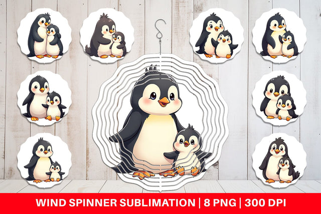 Wind Spinner Penguin Mother's Day Sublimation artnoy 