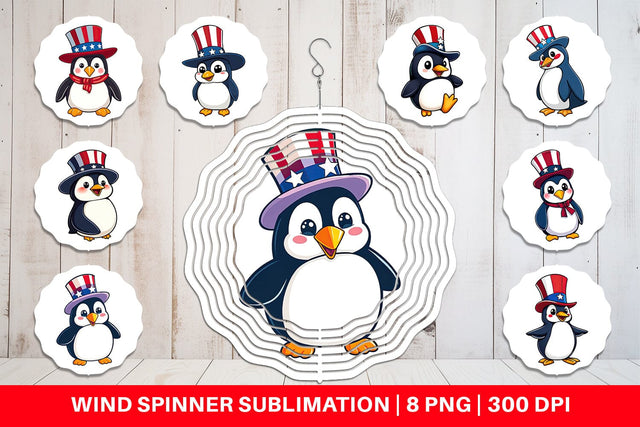 Wind Spinner Penguin Patriotic Sublimation artnoy 