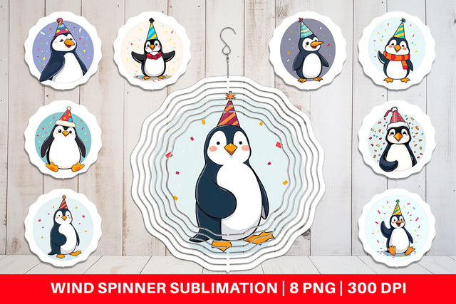 Wind Spinner Penguin with a Party Hat Sublimation artnoy 