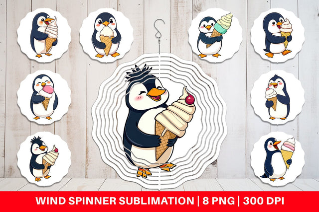 Wind Spinner Penguin with an Ice Cream Sublimation artnoy 