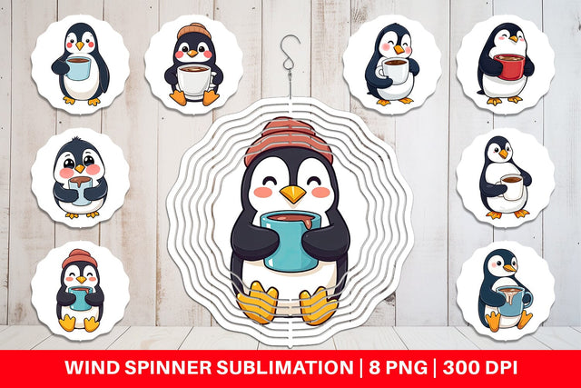 Wind Spinner Penguin with Hot Cocoa Sublimation artnoy 