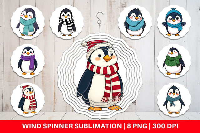 Wind Spinner Penguin with Scarf Sublimation artnoy 