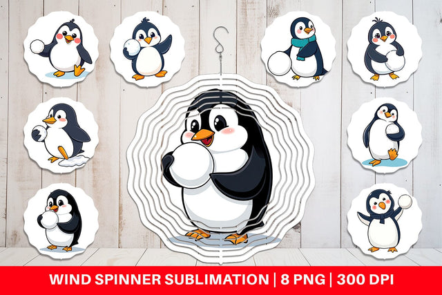 Wind Spinner Penguin with Snowball Sublimation artnoy 