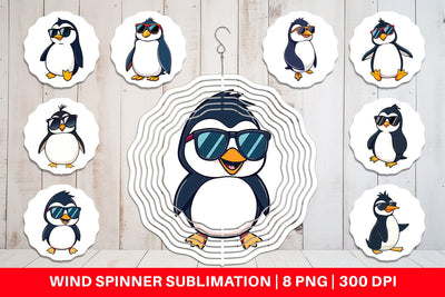 Wind Spinner Penguin with Sunglasses Sublimation artnoy 