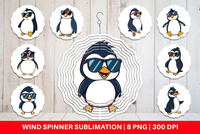 Wind Spinner Penguin with Sunglasses Sublimation artnoy 