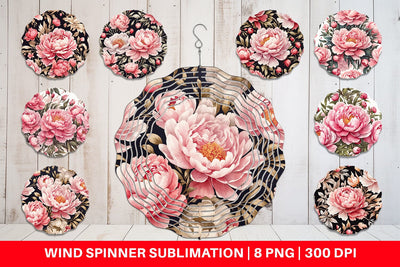 Wind Spinner Peony Pattern Sublimation artnoy 