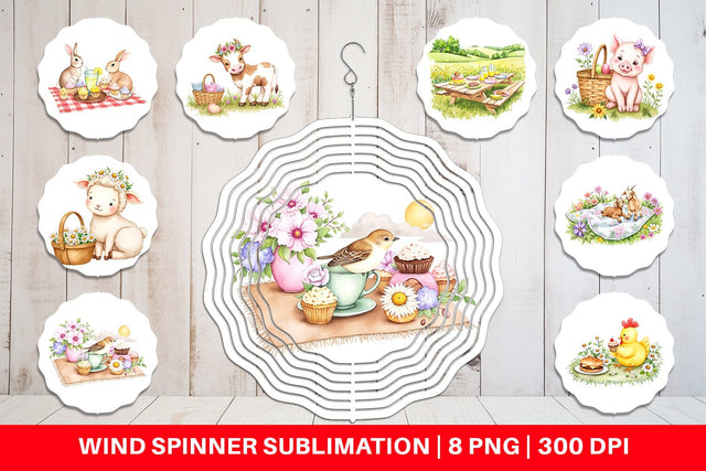 Wind Spinner Picnic with Farm Animal Sublimation artnoy 