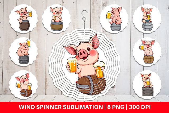 Wind Spinner Pig Beer Day Sublimation artnoy 