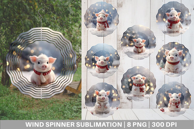 Wind Spinner Pig Christmas Sublimation artnoy 