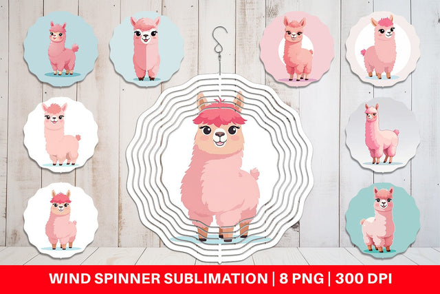 Wind Spinner Pink Alpaca Valentine Sublimation artnoy 