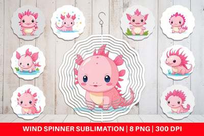 Wind Spinner Pink Axolotl Valentine Sublimation artnoy 