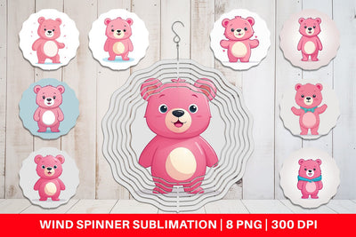 Wind Spinner Pink Bear Valentine Sublimation artnoy 
