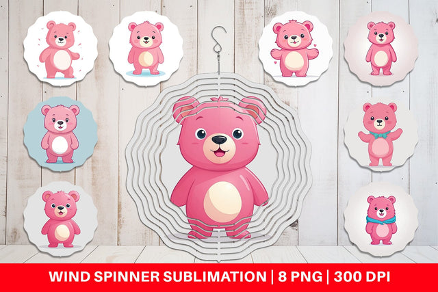 Wind Spinner Pink Bear Valentine Sublimation artnoy 