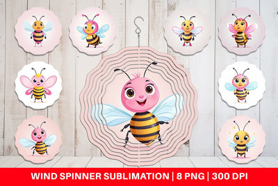 Wind Spinner Pink Bee Valentine Sublimation artnoy 