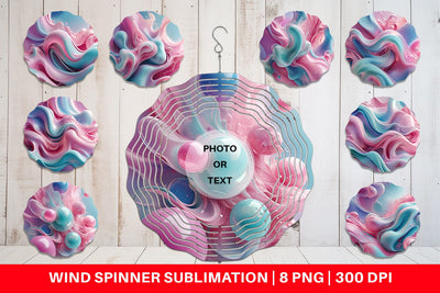 Wind Spinner Pink Blue Fluid Wave Sublimation artnoy 