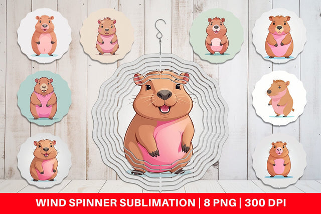 Wind Spinner Pink Capybara Valentine Sublimation artnoy 