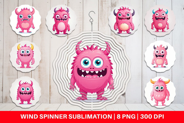 Wind Spinner Pink Classic Monster Valentine Sublimation artnoy 