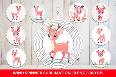 Wind Spinner Pink Deer Valentine Sublimation artnoy 