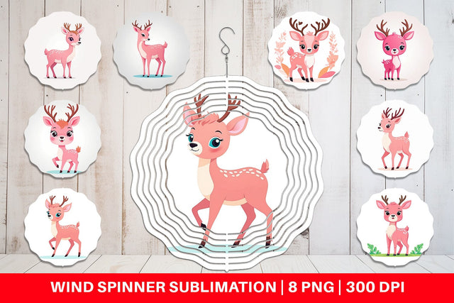 Wind Spinner Pink Deer Valentine Sublimation artnoy 