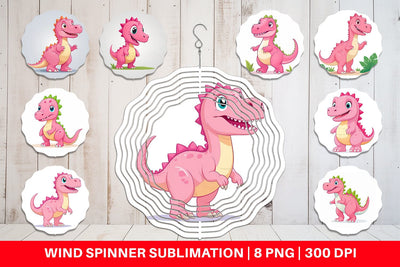 Wind Spinner Pink Dinosaur Valentine Sublimation artnoy 