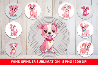 Wind Spinner Pink Dog Valentine Sublimation artnoy 