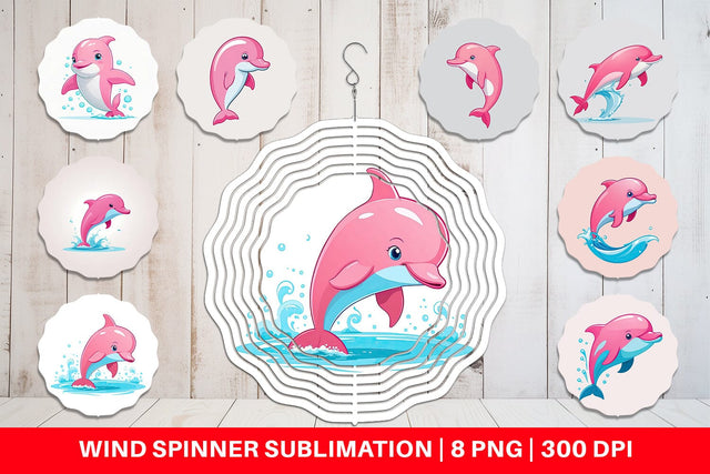 Wind Spinner Pink Dolphin Valentine Sublimation artnoy 