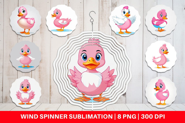 Wind Spinner Pink Duck Valentine Sublimation artnoy 
