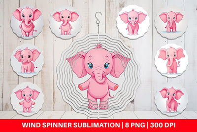Wind Spinner Pink Elephant Valentine Sublimation artnoy 