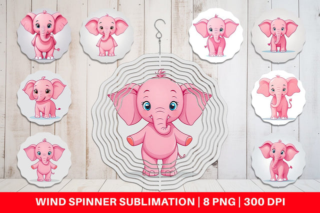 Wind Spinner Pink Elephant Valentine Sublimation artnoy 
