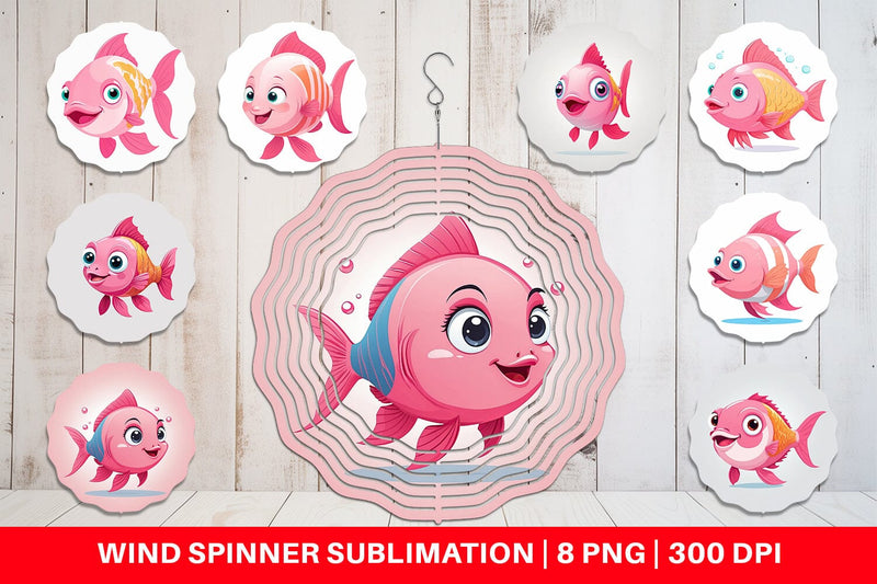 Wind Spinner Pink Fish Valentine Sublimation artnoy 