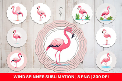Wind Spinner Pink Flamingo Valentine Sublimation artnoy 