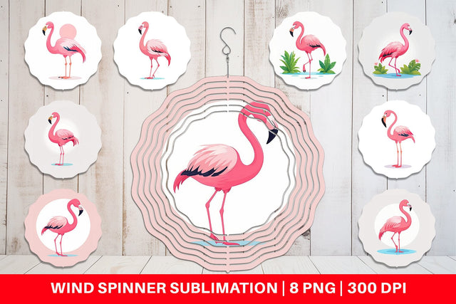 Wind Spinner Pink Flamingo Valentine Sublimation artnoy 
