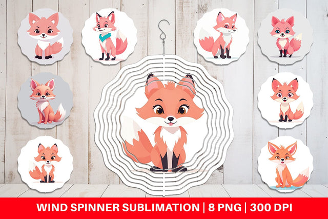 Wind Spinner Pink Fox Valentine Sublimation artnoy 