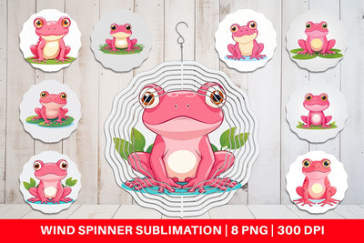 Wind Spinner Pink Frog Valentine Sublimation artnoy 