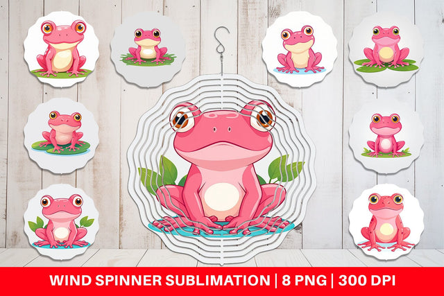Wind Spinner Pink Frog Valentine Sublimation artnoy 
