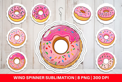 Wind Spinner Pink Frosted Donut Sublimation artnoy 