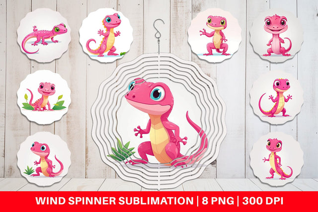 Wind Spinner Pink Gecko Valentine Sublimation artnoy 