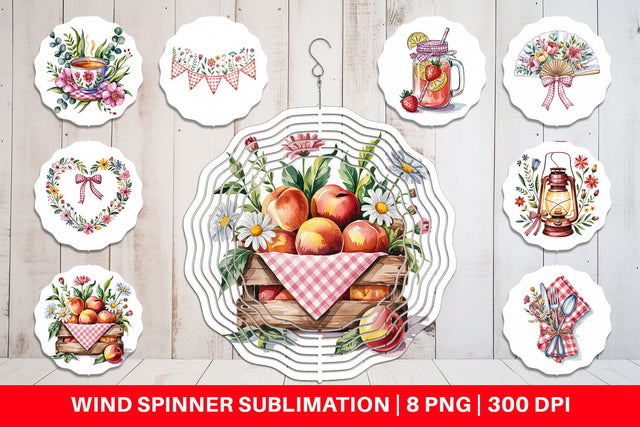 Wind Spinner Pink Gingham Summer Sublimation artnoy 