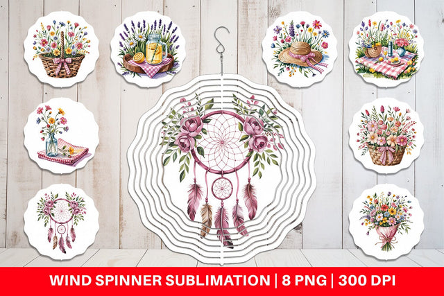 Wind Spinner Pink Gingham Summer Sublimation artnoy 