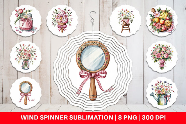 Wind Spinner Pink Gingham Summer Sublimation artnoy 