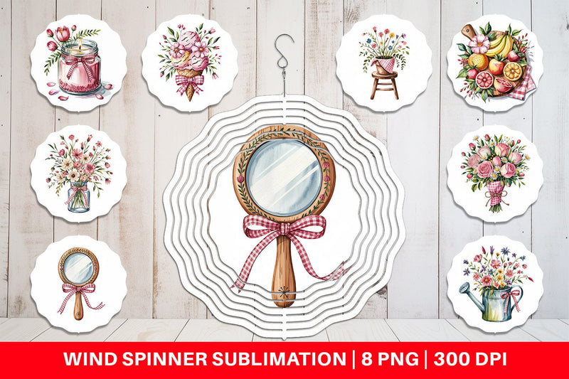 Wind Spinner Pink Gingham Summer Sublimation artnoy 