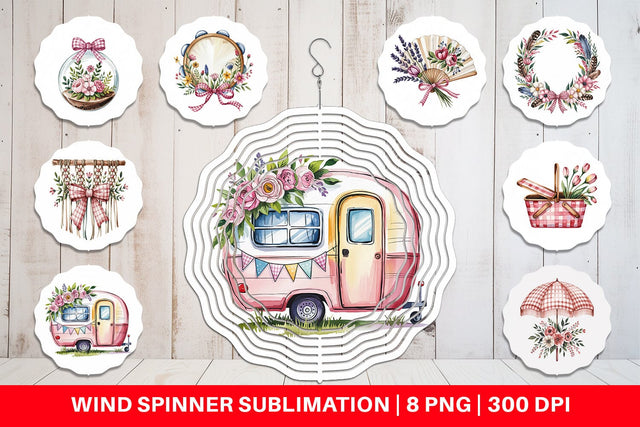 Wind Spinner Pink Gingham Summer Sublimation artnoy 