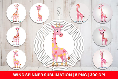 Wind Spinner Pink Giraffe Valentine Sublimation artnoy 