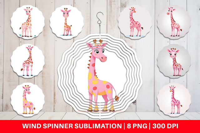 Wind Spinner Pink Giraffe Valentine Sublimation artnoy 