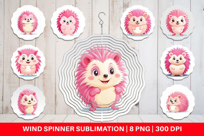 Wind Spinner Pink Hedgehog Valentine Sublimation artnoy 