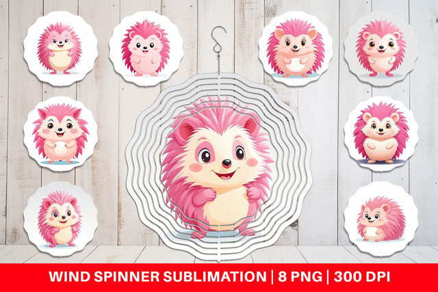 Wind Spinner Pink Hedgehog Valentine Sublimation artnoy 