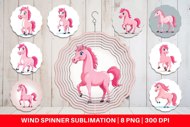 Wind Spinner Pink Horse Valentine Sublimation artnoy 
