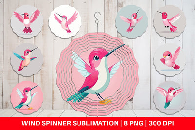 Wind Spinner Pink Hummingbird Valentine Sublimation artnoy 